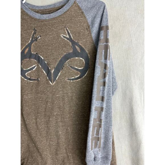 Real tree thermal long sleeve camo men’s small crewneck baseball Tee - Picture 2 of 4